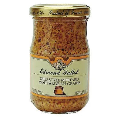 Pot moutarde à l'ancienne Edmond Fallot vue rapprochée grains